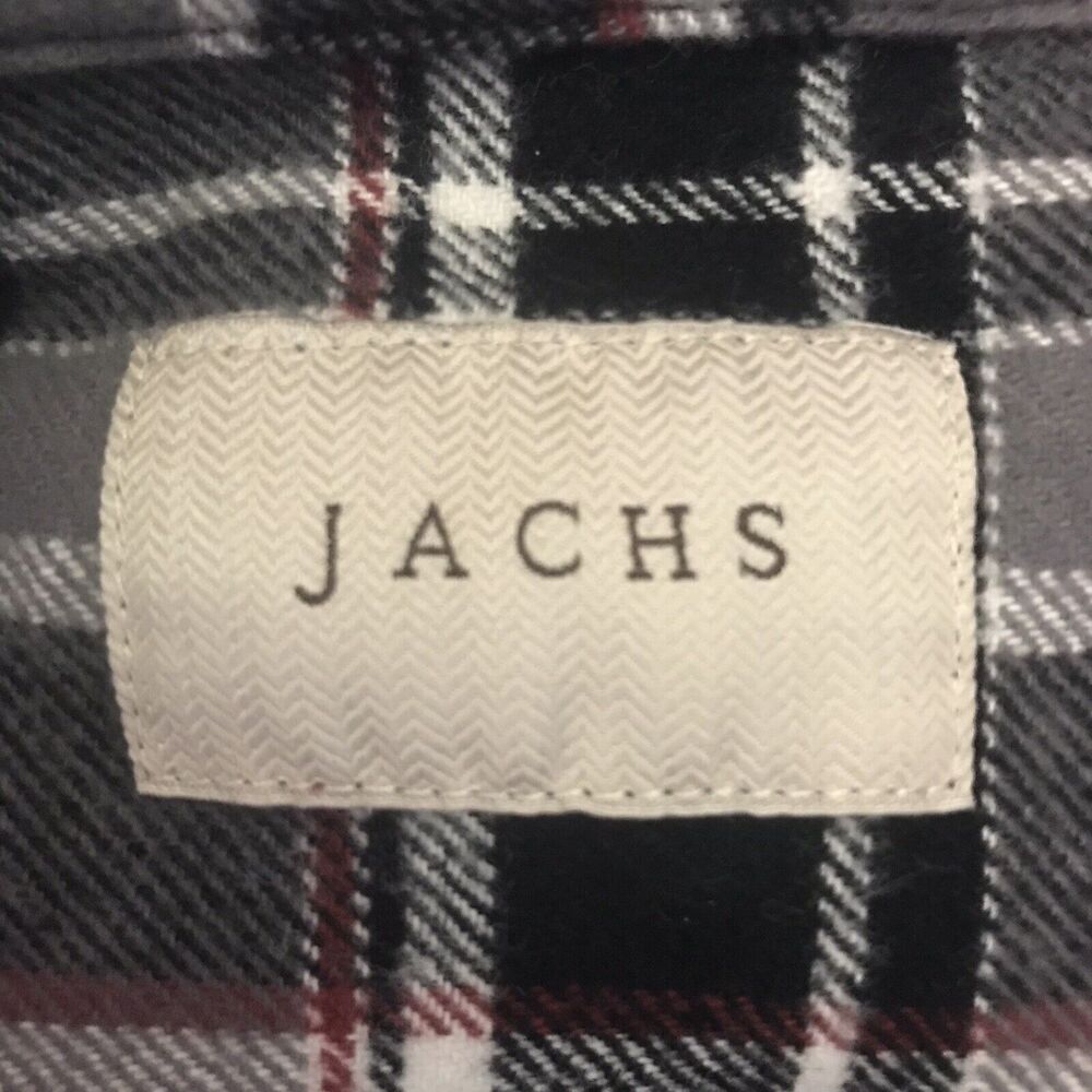 Jachs Brawny 9 oz. Flannel Shirt Men's XL Button Up Black White Plaid Shacket - Picture 3 of 11